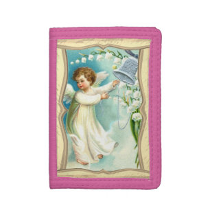 Baby Angel With Blue Bell Trifold Wallet
