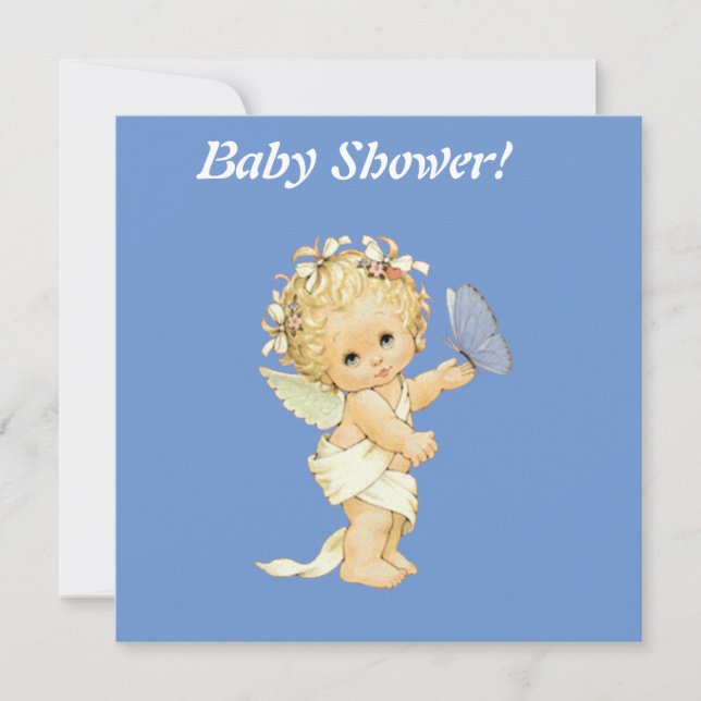 Baby angel with butterfly - baby shover Invitation (Front)