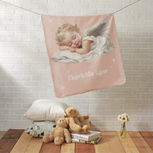 Baby Angel With Childs Name - Pink Blanket