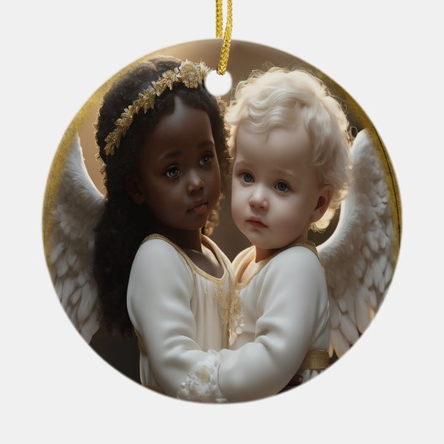 baby angels ceramic ornament (Front)