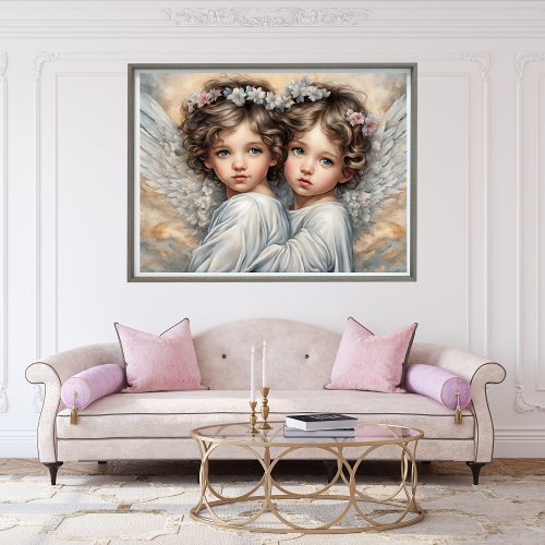 Baby Angels Sisters Modern Art Poster