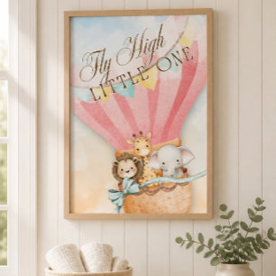Baby Animal Fly High Inspirational Nursery Poster