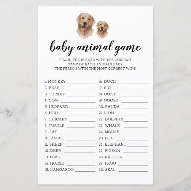 Baby Animal Game Labrador Retriever Watercolor (Front)