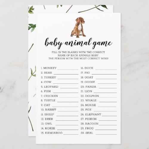 Baby Animal Game Pit Bull Watercolor Theme