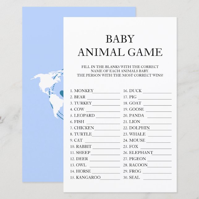 Baby Animal Game Travel Passport Baby Shower (Front/Back)