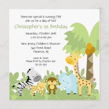 Baby Animal Jungle Birthday Invitation by celebrateitinvites at Zazzle