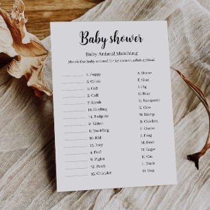 Baby Animal Matching Baby Shower Game, Invitation