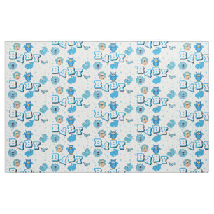 Baby Animal Pattern   Blue Polka Dots Fabric