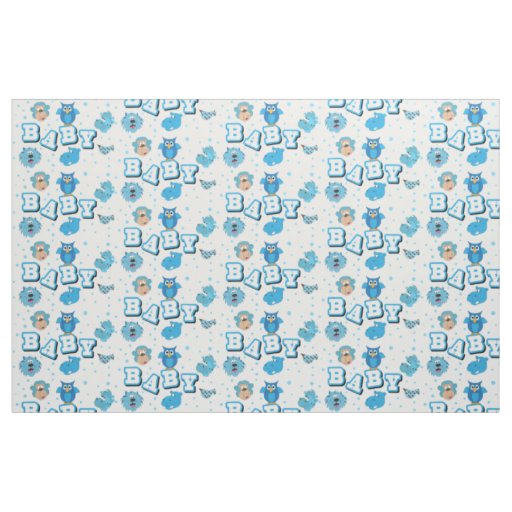 Baby Animal Pattern | Blue Polka Dots Fabric