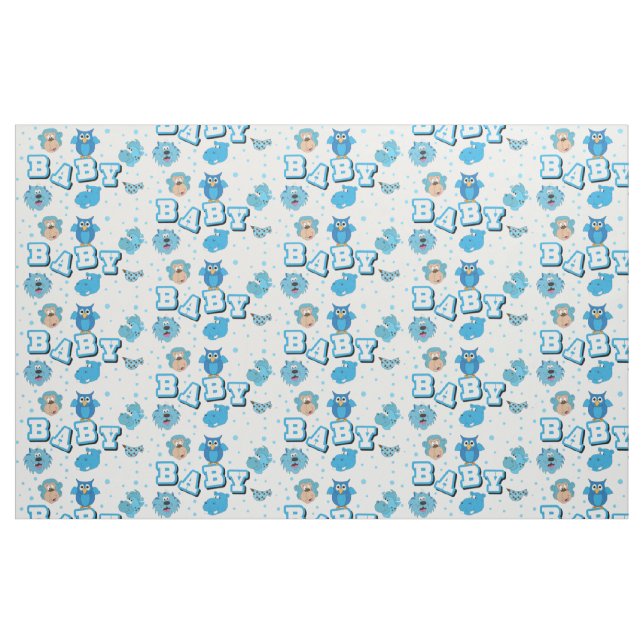 Baby Animal Pattern | Blue Polka Dots Fabric (Fat Quarter)