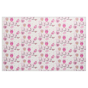 Baby Animal Pattern Pink Polka Dots Fabric