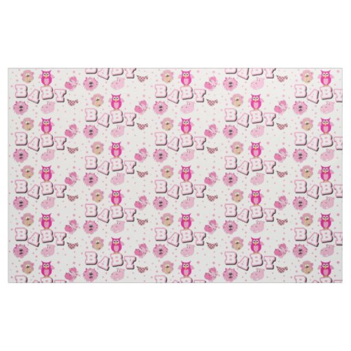 Baby Animal Pattern | Pink Polka Dots Fabric