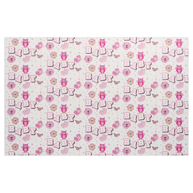 Baby Animal Pattern | Pink Polka Dots Fabric (Fat Quarter)