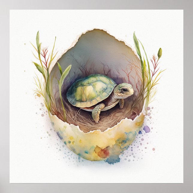 Baby Animal Prints for Nursery, Cute Turtle poster (Front)