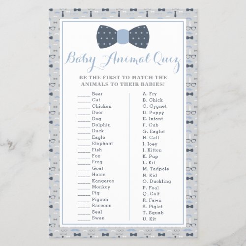 Baby Animal Quiz Baby Shower Game Flyer