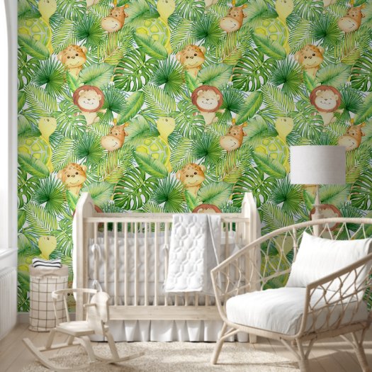  Baby Animal Tropical Leaves Nursery Peel & Stick