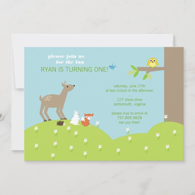 Baby Animal Woodland Invitation (Front)
