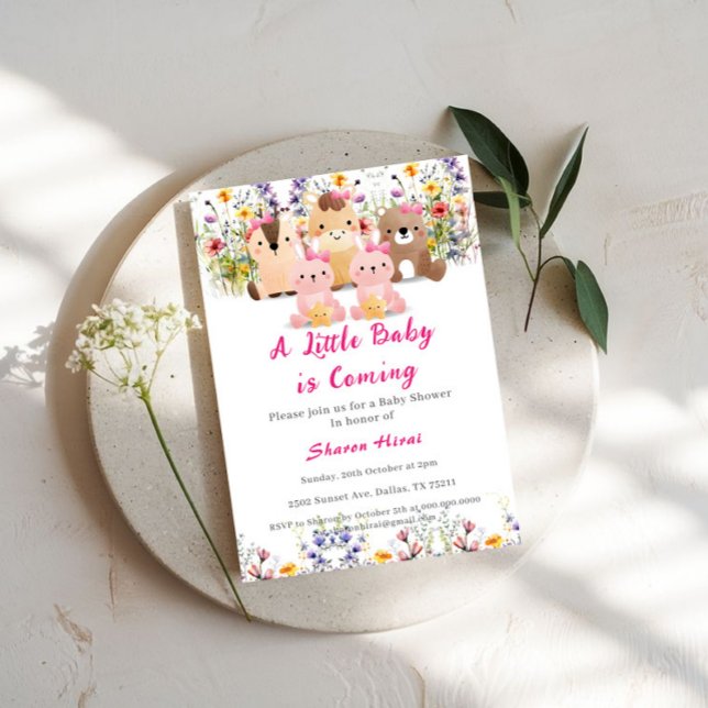 Baby Animals And Wildflower Baby Shower Invitation (Creator Uploaded)