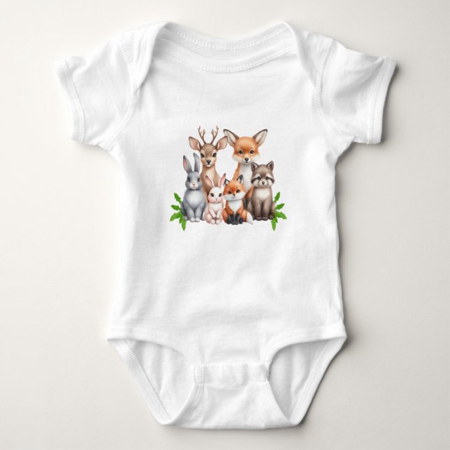 Baby animals baby bodysuit (Front)