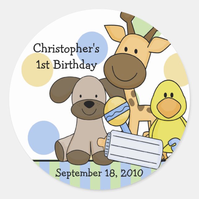 Baby Animals Baby Shower Sticker (Front)
