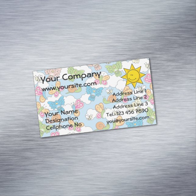 Baby Animals Background Business Card Magnet (In Situ)