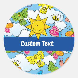 Baby Animals Background Classic Round Sticker