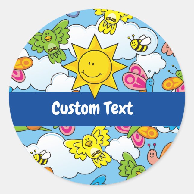 Baby Animals Background Classic Round Sticker (Front)