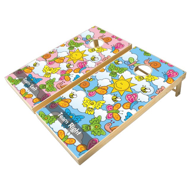 Baby Animals Background Cornhole Set (Angled)