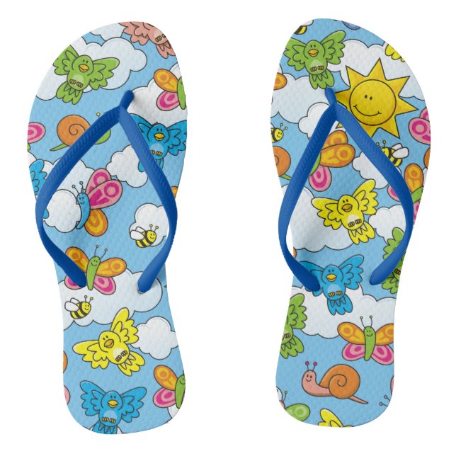 Baby Animals Background Flip Flops (Footbed)