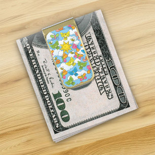 Baby Animals Background Gold Finish Money Clip