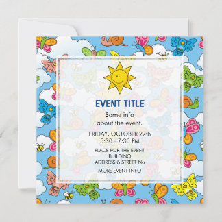 Baby Animals Background Invitation