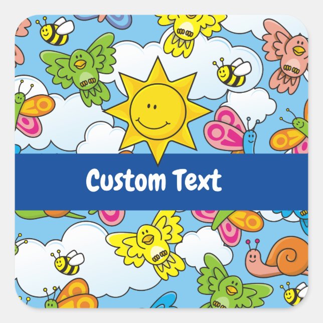 Baby Animals Background Square Sticker (Front)