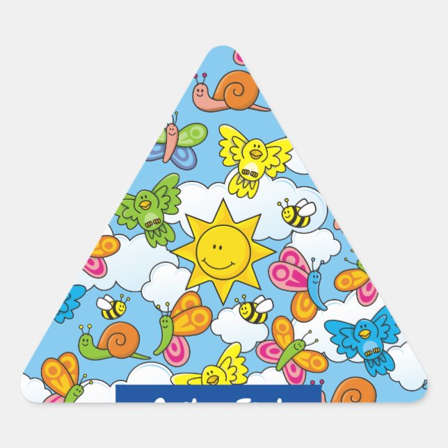 Baby Animals Background Triangle Sticker (Front)