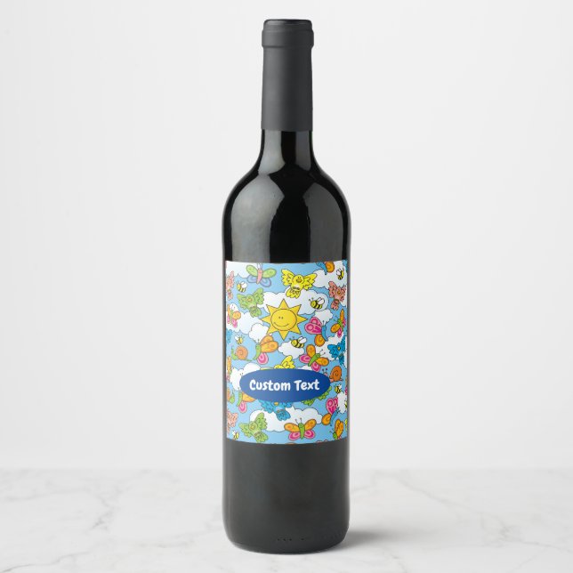 Baby Animals Background Wine Label (Front)