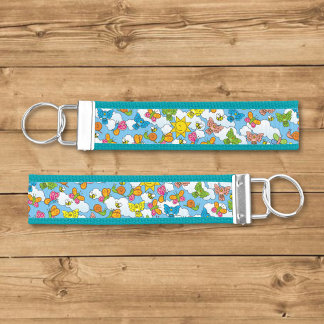 Baby Animals Background Wrist Keychain