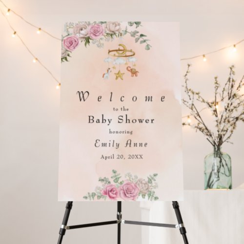 Baby Animals Carousel Peach Welcome Sign