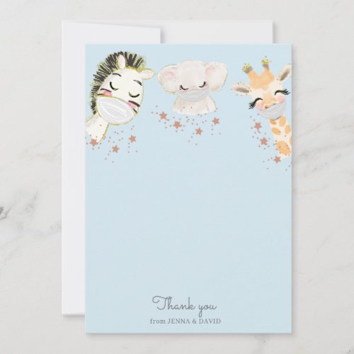 baby animals face mask Baby Shower Thank You Card