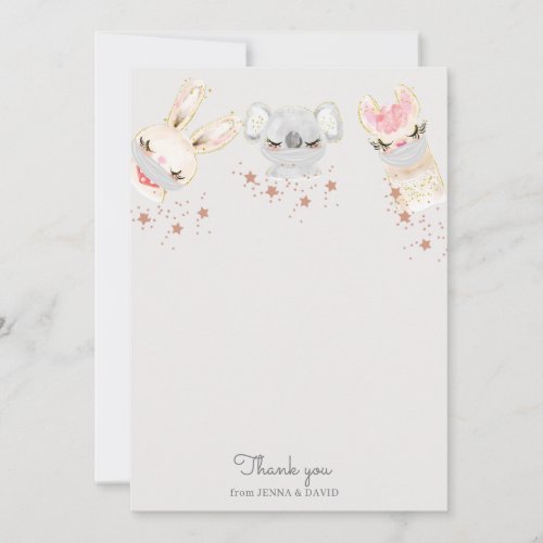 baby animals face mask Baby Shower Thank You Card