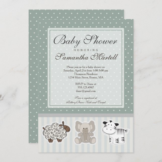 Baby Animals for Baby Shower Invitation (Front/Back)