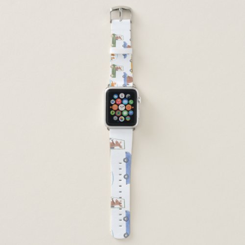 Baby animals hand_drawn watercolor pattern apple watch band