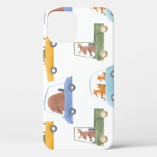 Baby animals hand_drawn watercolor pattern iPhone 12 case
