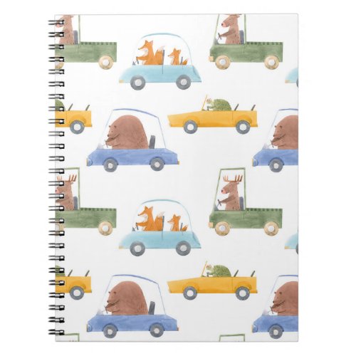Baby animals hand_drawn watercolor pattern notebook