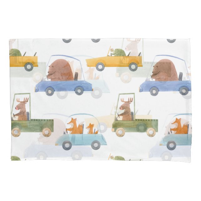 Baby animals: hand-drawn watercolor pattern. pillow case (Front)