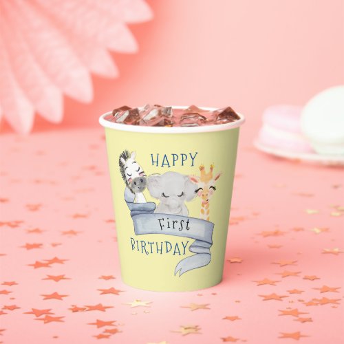 Baby Animals Happy Birthday Paper cup