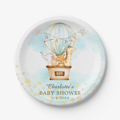 Baby Animals Hot Air Balloon Baby Shower 7 Plate