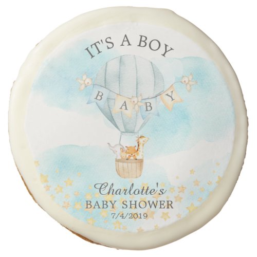 Baby Animals Hot Air Balloon Baby Shower Favor Sugar Cookie