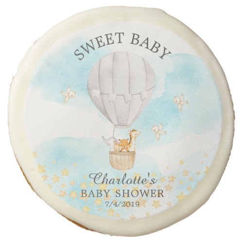Baby Animals Hot Air Balloon Baby Shower Favor Sugar Cookie