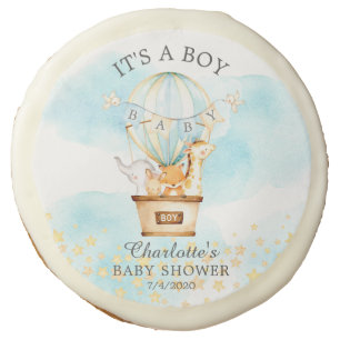 Baby Animals Hot Air Balloon Baby Shower Favor Sugar Cookie