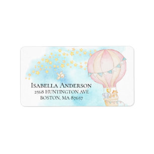 Baby Animals Hot Air Balloon Baby Shower Label