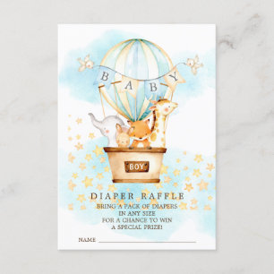 Baby Animals Hot Air Balloon Diaper Raffle Ticket Enclosure Card